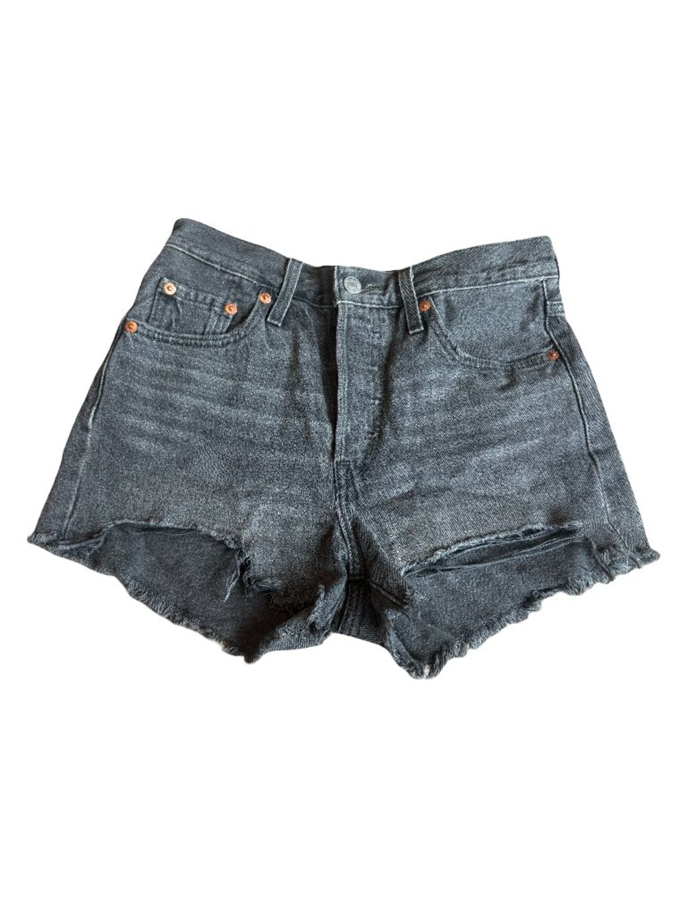 Levi's 501 Washed Black Denim Jean Shorts Cutoff Daisy Dukes Size 25 Women's